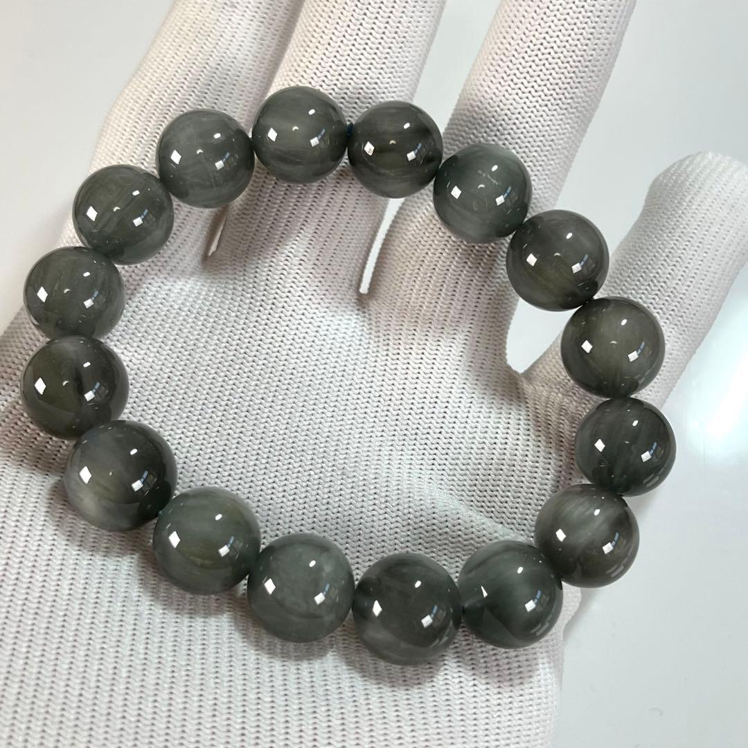 高品質　グレーファイバラスブレスレット　針が柔らかい キャッツアイあり　　13