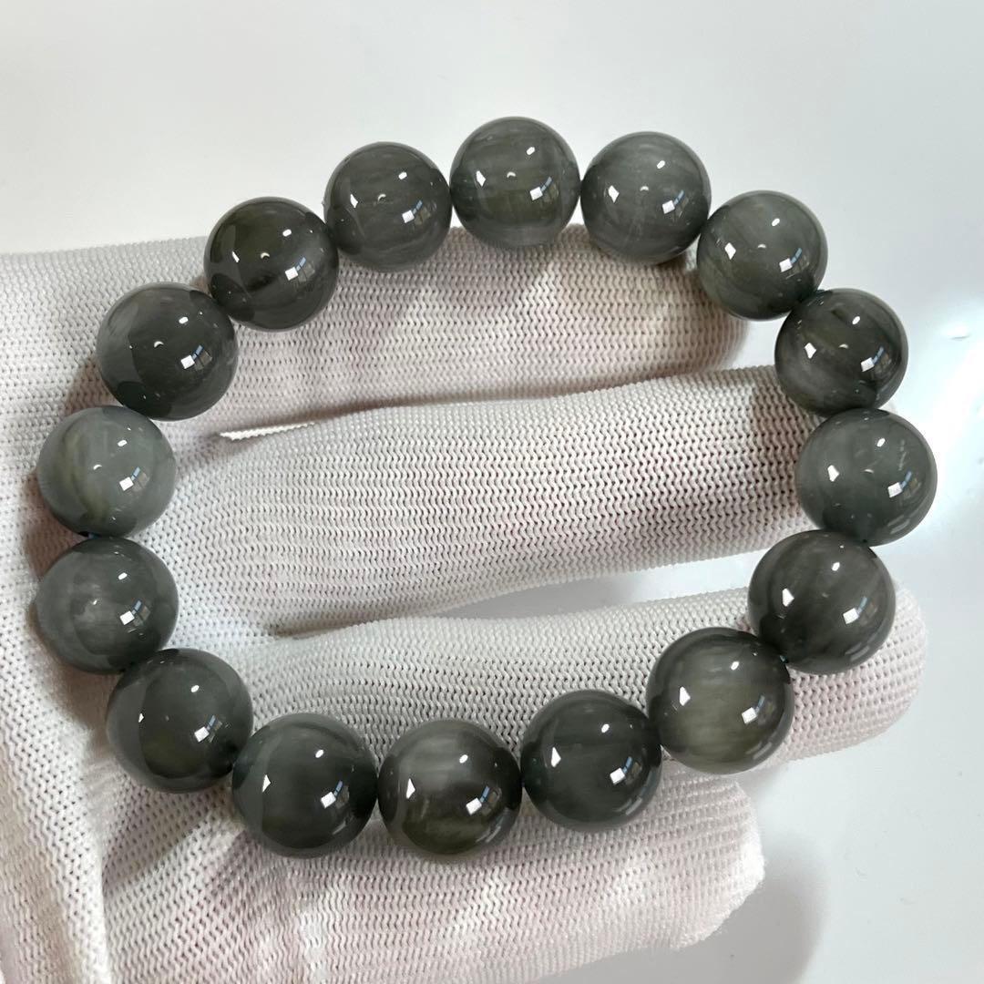 高品質　グレーファイバラスブレスレット　針が柔らかい キャッツアイあり　　13