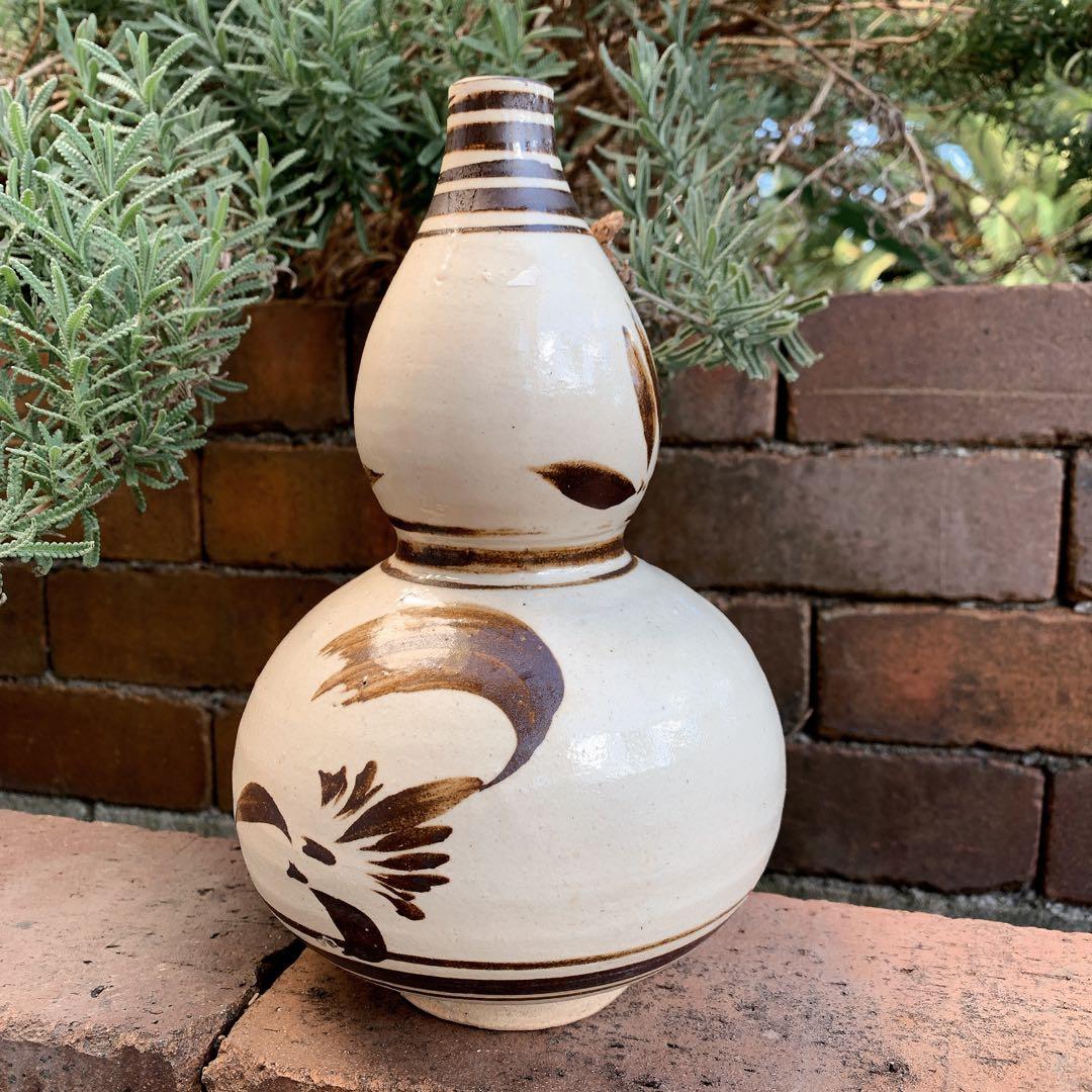 中国骨董　ひょうたん型　陶器　アンティーク　古美術　ひょうたん　花瓶　一輪挿し