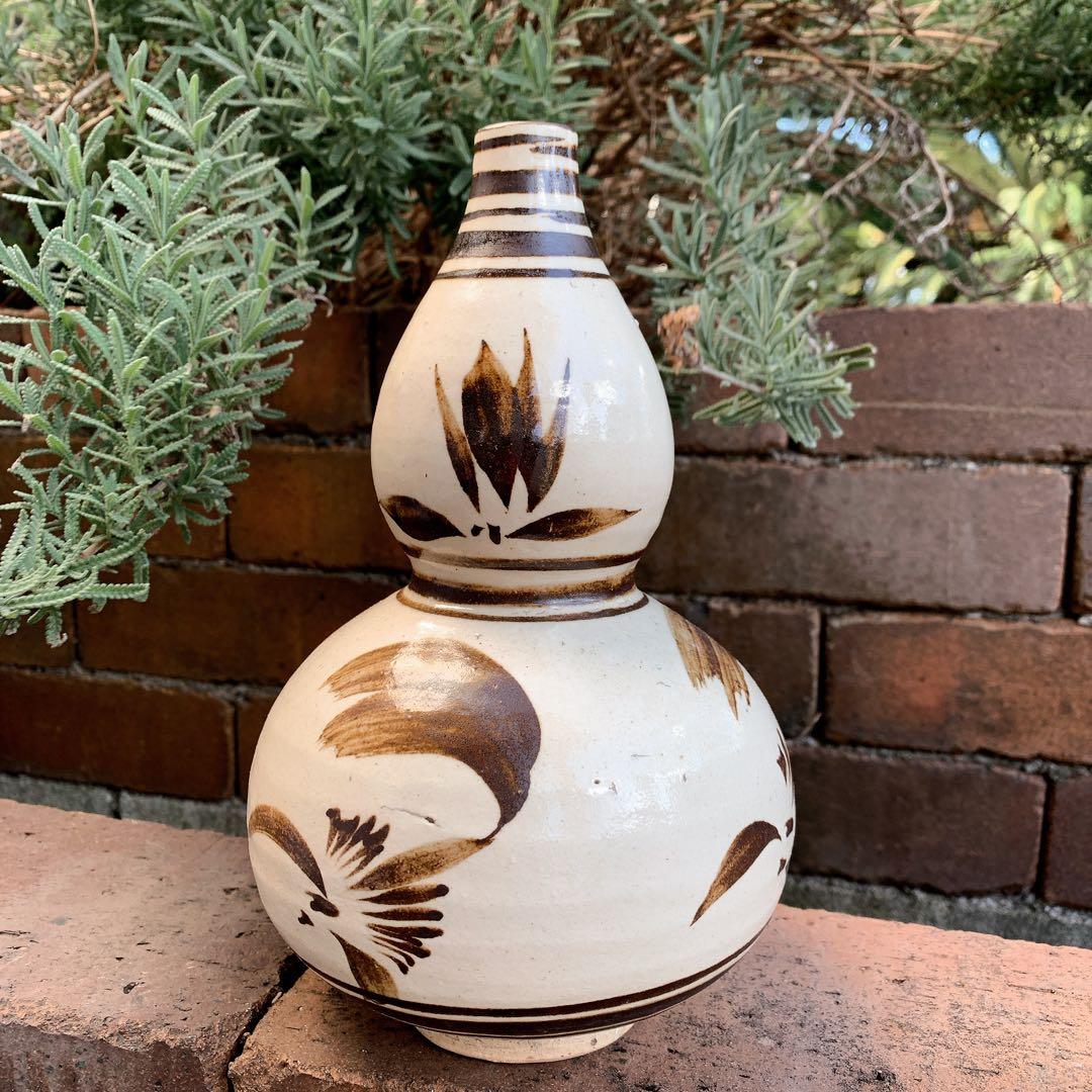 中国骨董　ひょうたん型　陶器　アンティーク　古美術　ひょうたん　花瓶　一輪挿し