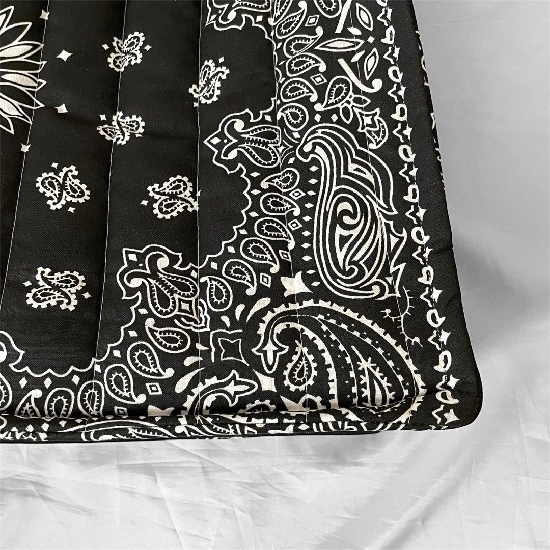 再販⭐︎キルトビッグトート　ブラック　 ペイズリー柄　ダブルハンドル