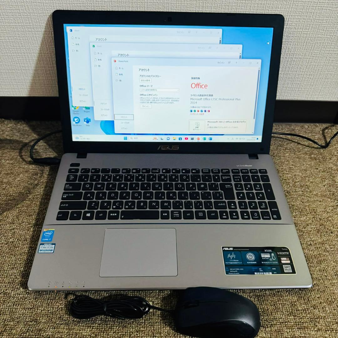 S265 ASUSノートパソコンi7メモリ8G高速SSD WEBカメラWin11