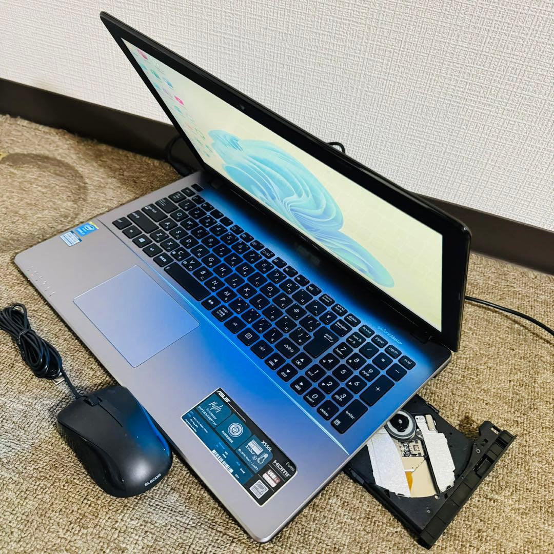 S265 ASUSノートパソコンi7メモリ8G高速SSD WEBカメラWin11