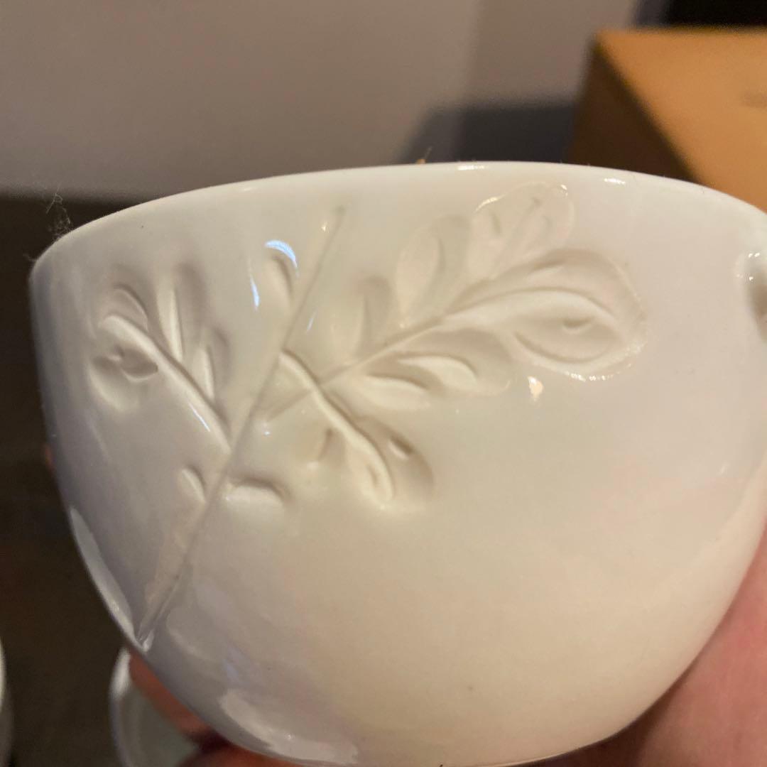 出石焼白磁陰刻花図煎茶器セット