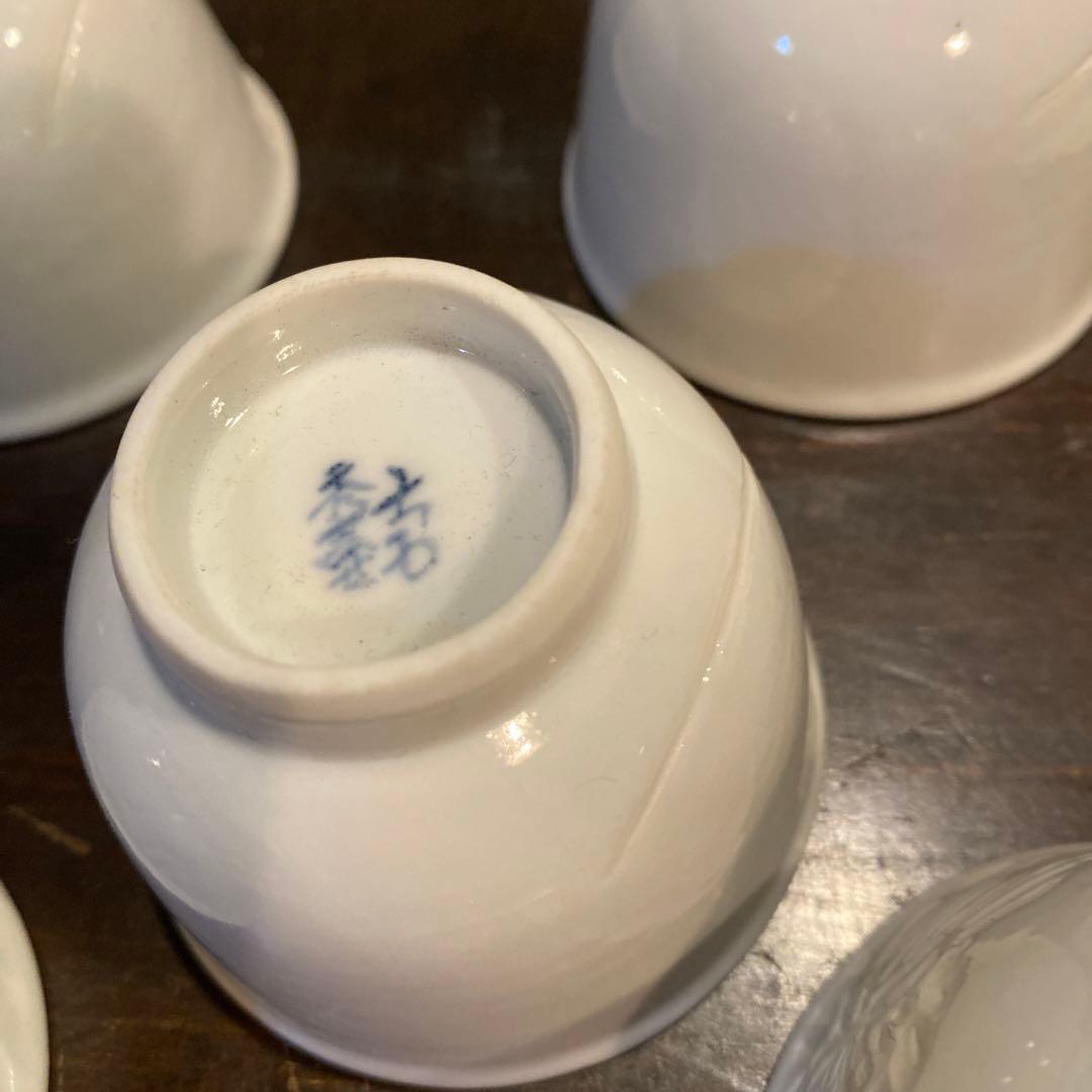 出石焼白磁陰刻花図煎茶器セット