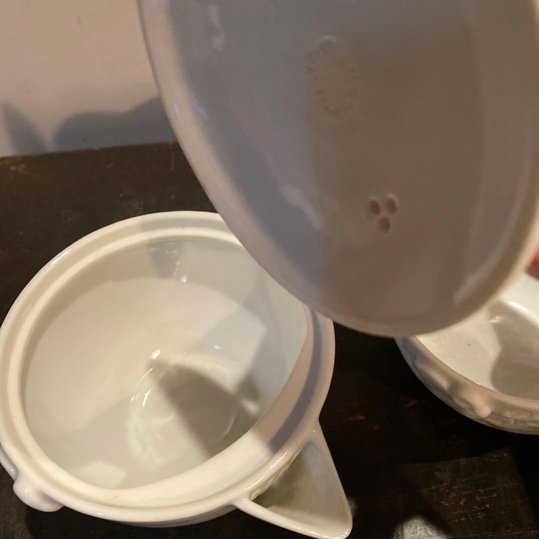 出石焼白磁陰刻花図煎茶器セット