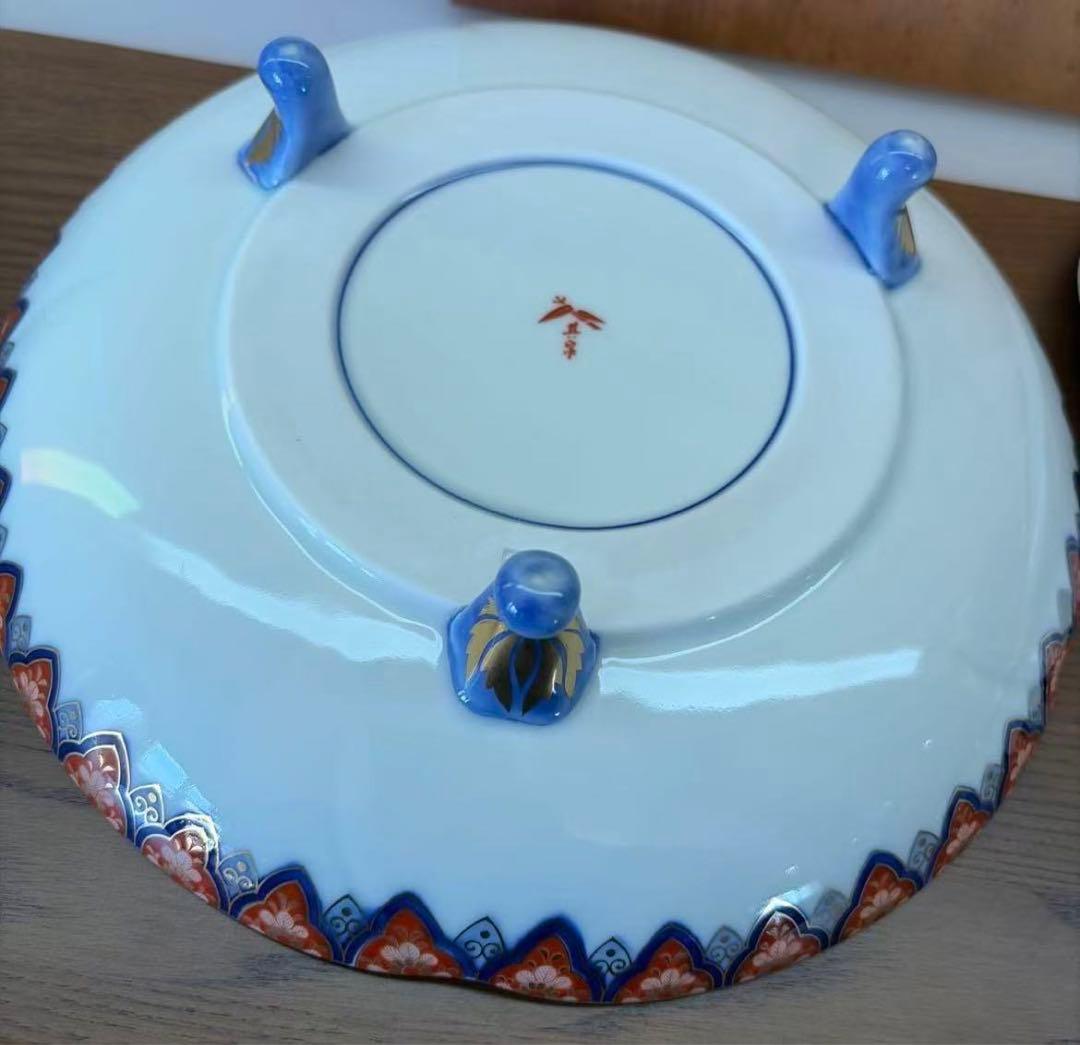 其泉作 極錦金彩鳳凰文 三ツ足大皿 中皿 未使用品