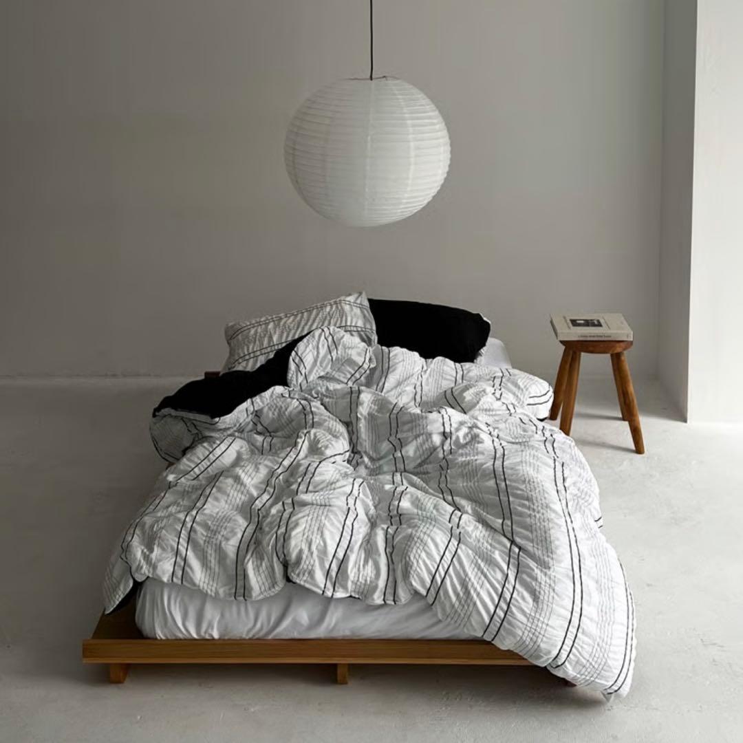 ART OF BLACK white×black ストライプ 布団カバーセット