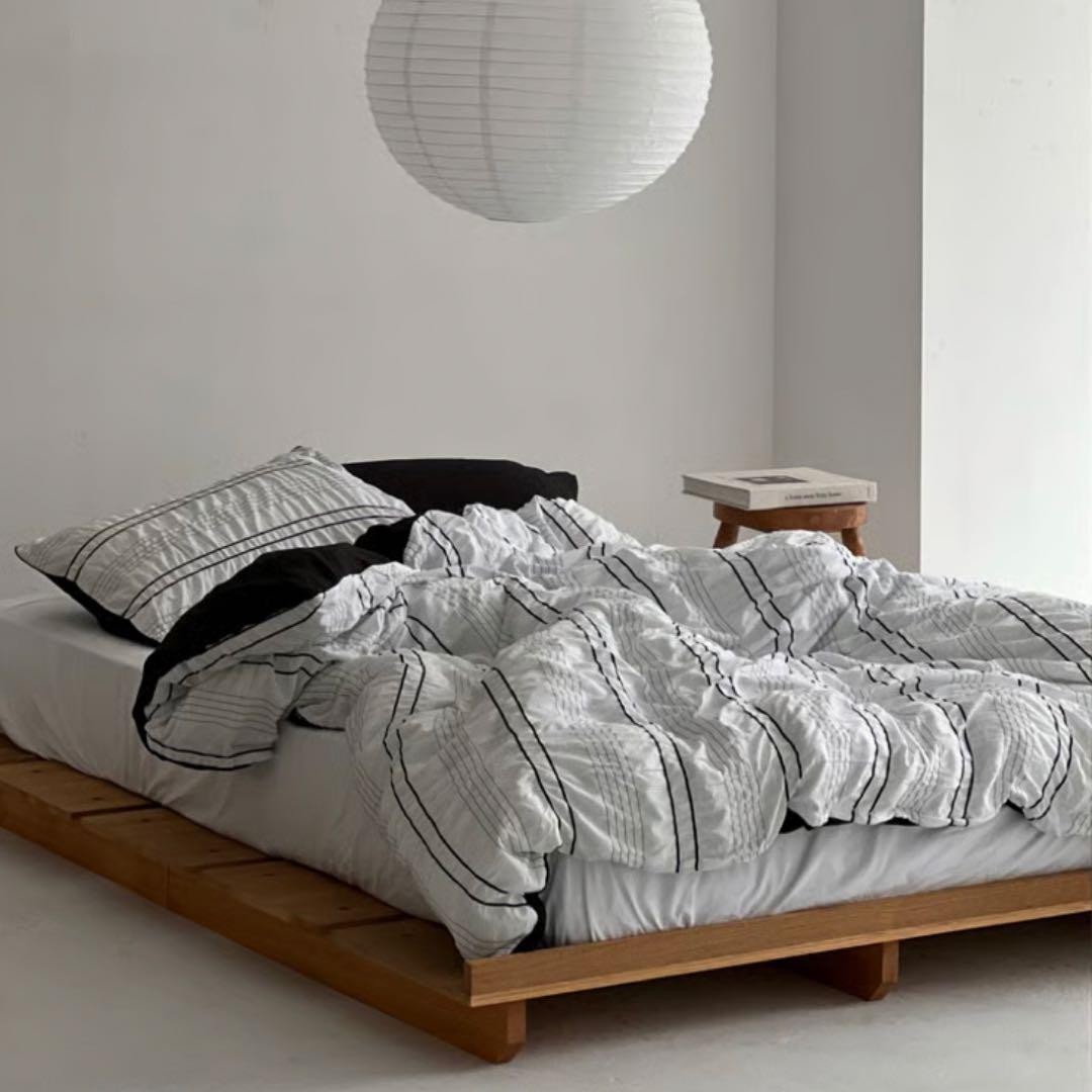 ART OF BLACK white×black ストライプ 布団カバーセット