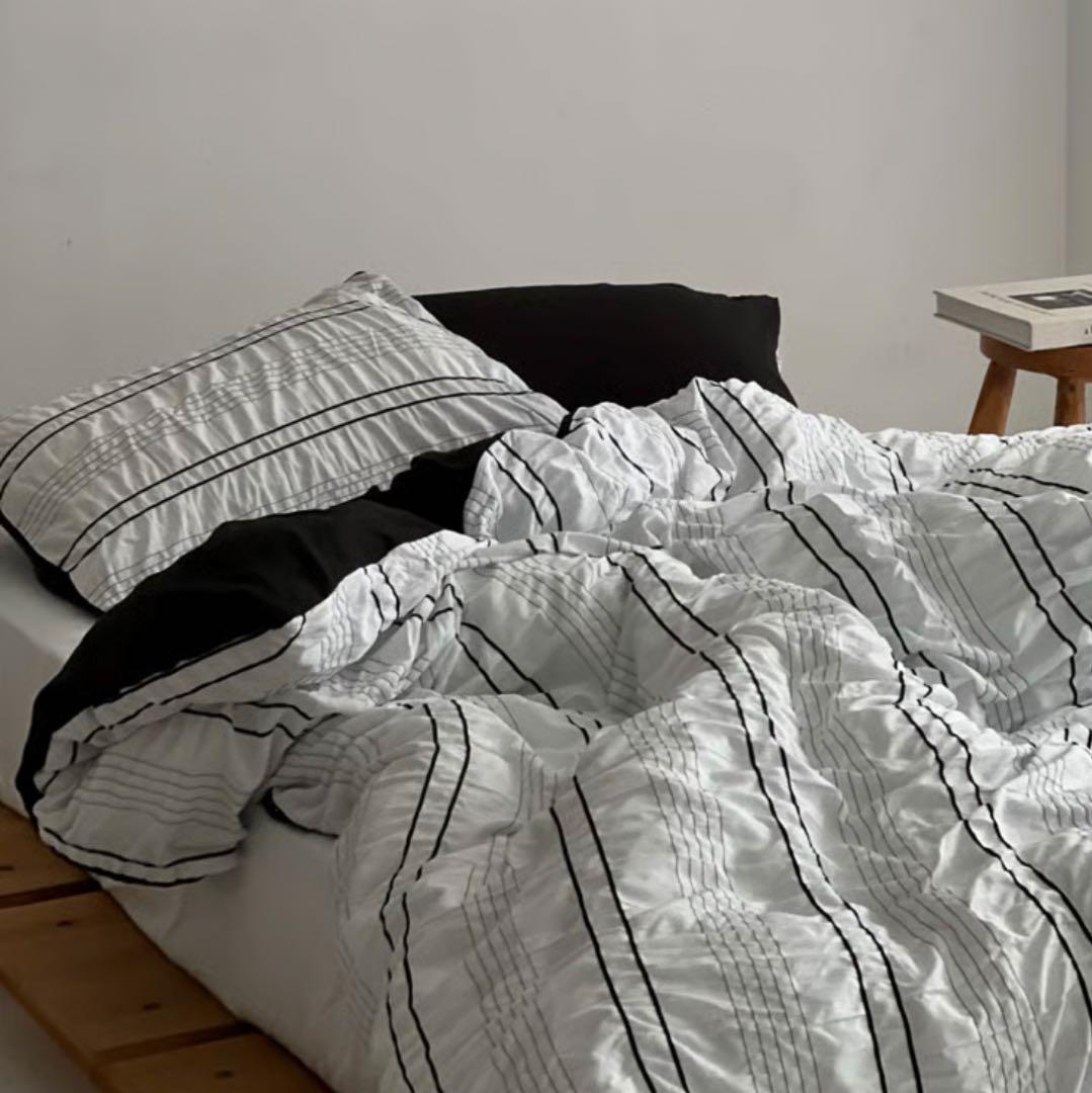 ART OF BLACK white×black ストライプ 布団カバーセット