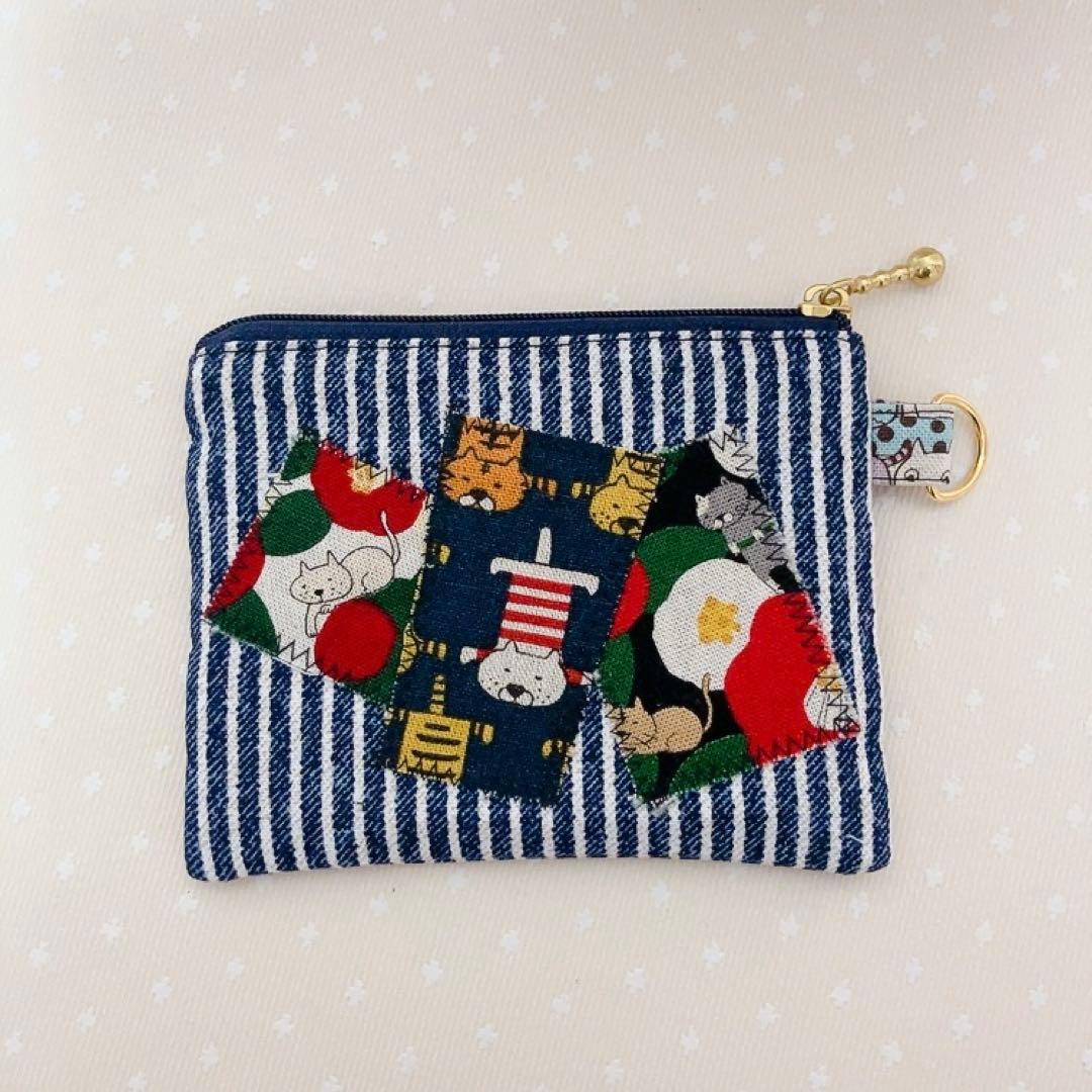 ひまわり。 パッチワークトートバッグ ねこフェイスチャーム