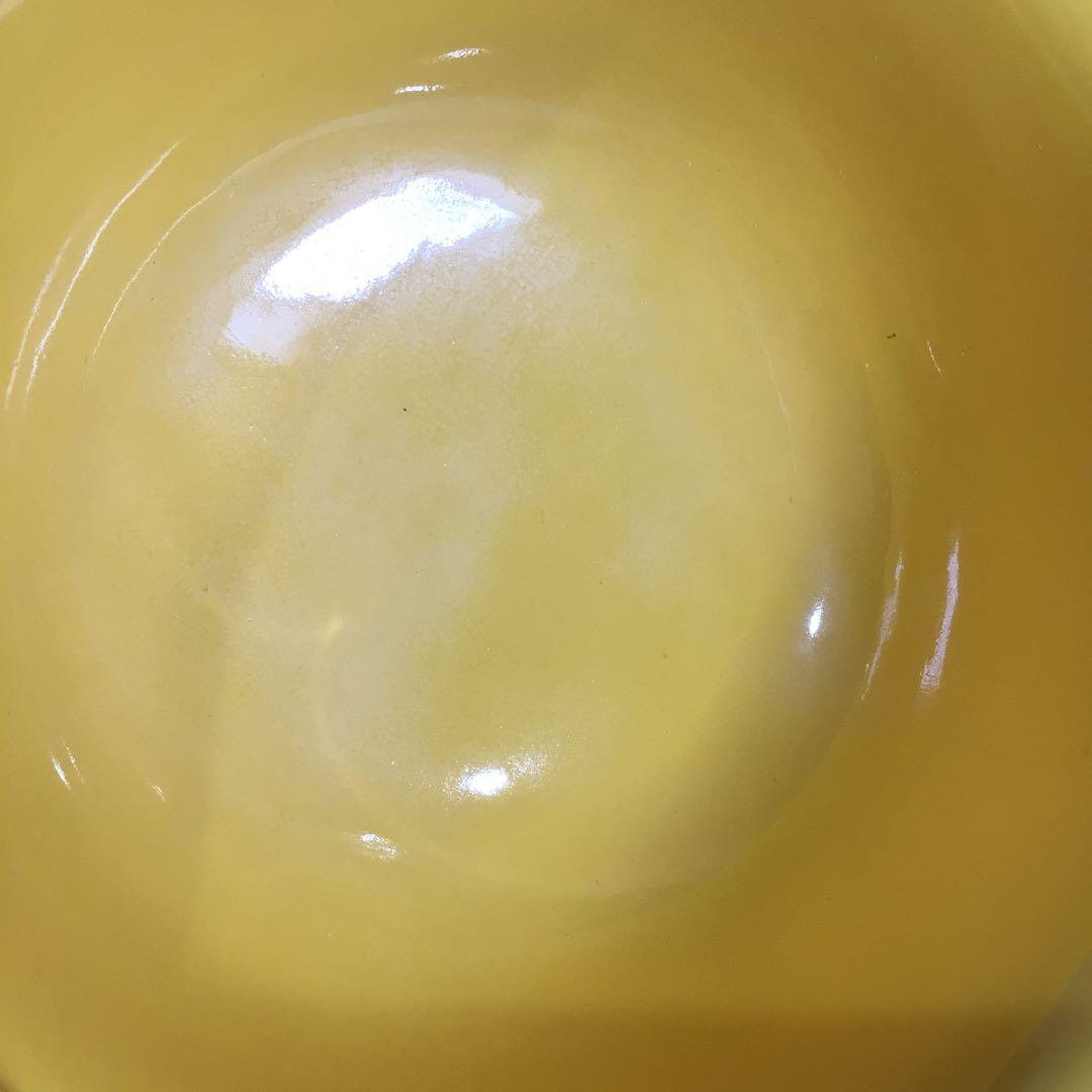 Ｐ６８２　菓子鉢　『平安　赤沢露石造』『黄交趾』『深鉢』　共箱　菓子器