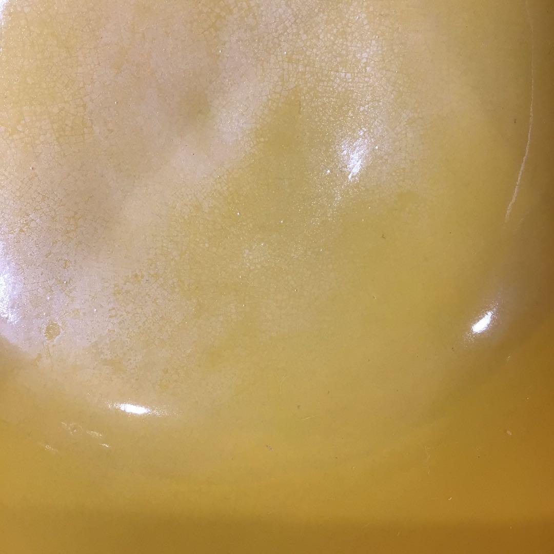 Ｐ６８２　菓子鉢　『平安　赤沢露石造』『黄交趾』『深鉢』　共箱　菓子器