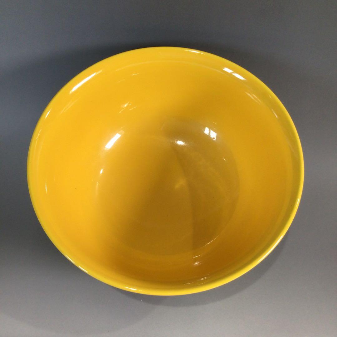 Ｐ６８２　菓子鉢　『平安　赤沢露石造』『黄交趾』『深鉢』　共箱　菓子器