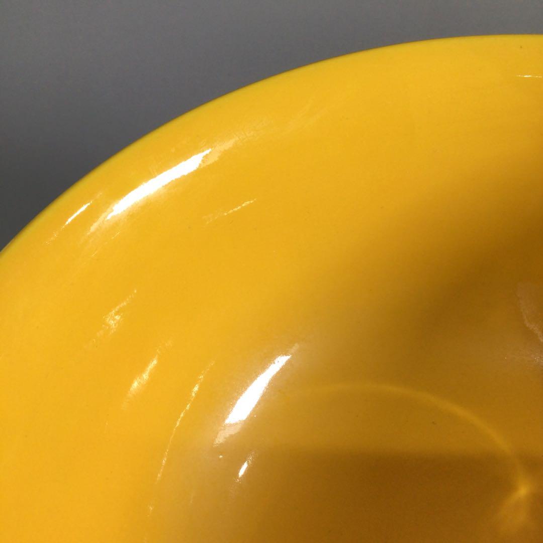 Ｐ６８２　菓子鉢　『平安　赤沢露石造』『黄交趾』『深鉢』　共箱　菓子器