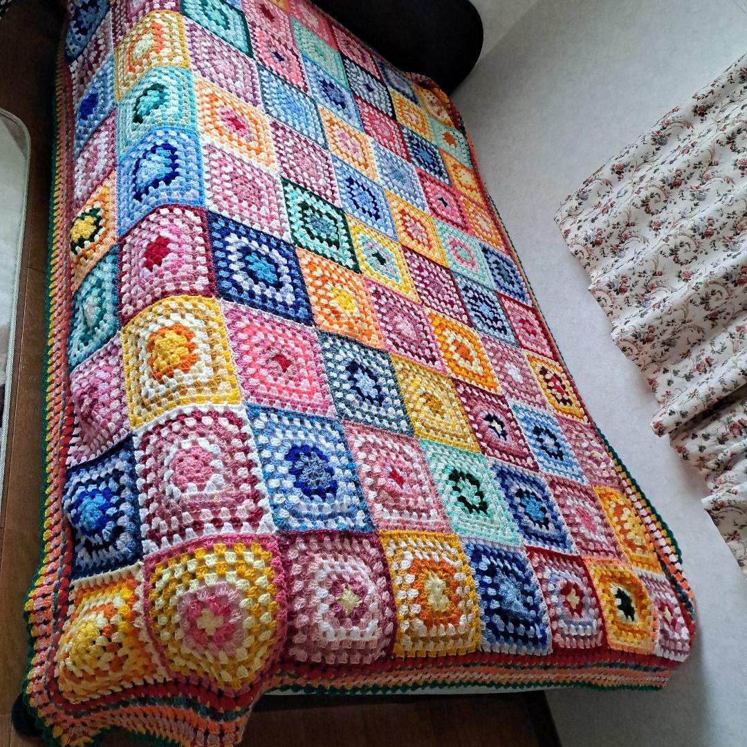 (146)カラフルグラニースクエアベッドカバー★160×205★最終価格