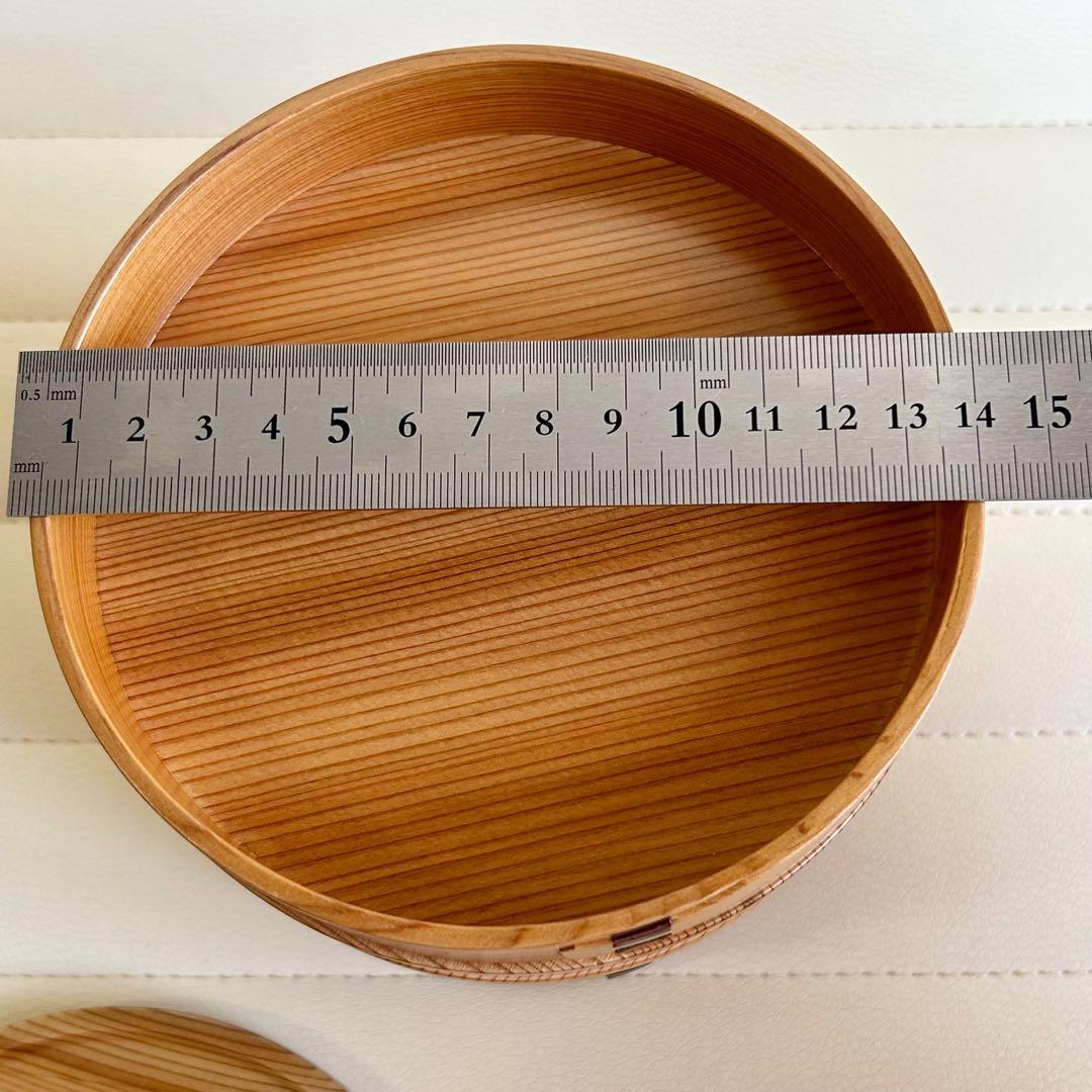 大館工芸社　曲げわっぱ　三段重　重箱　弁当箱　秋田杉　菓子器　丸型　天然木　重鉢