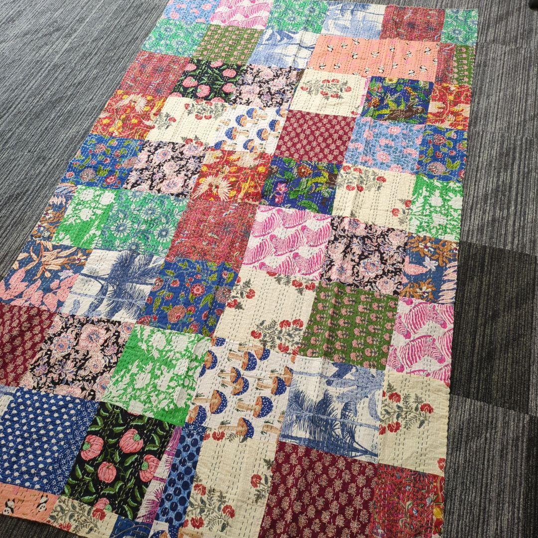 105ꕤ︎︎パッチワーク 手作りカンタキルト プリント マルチカバー 手作り