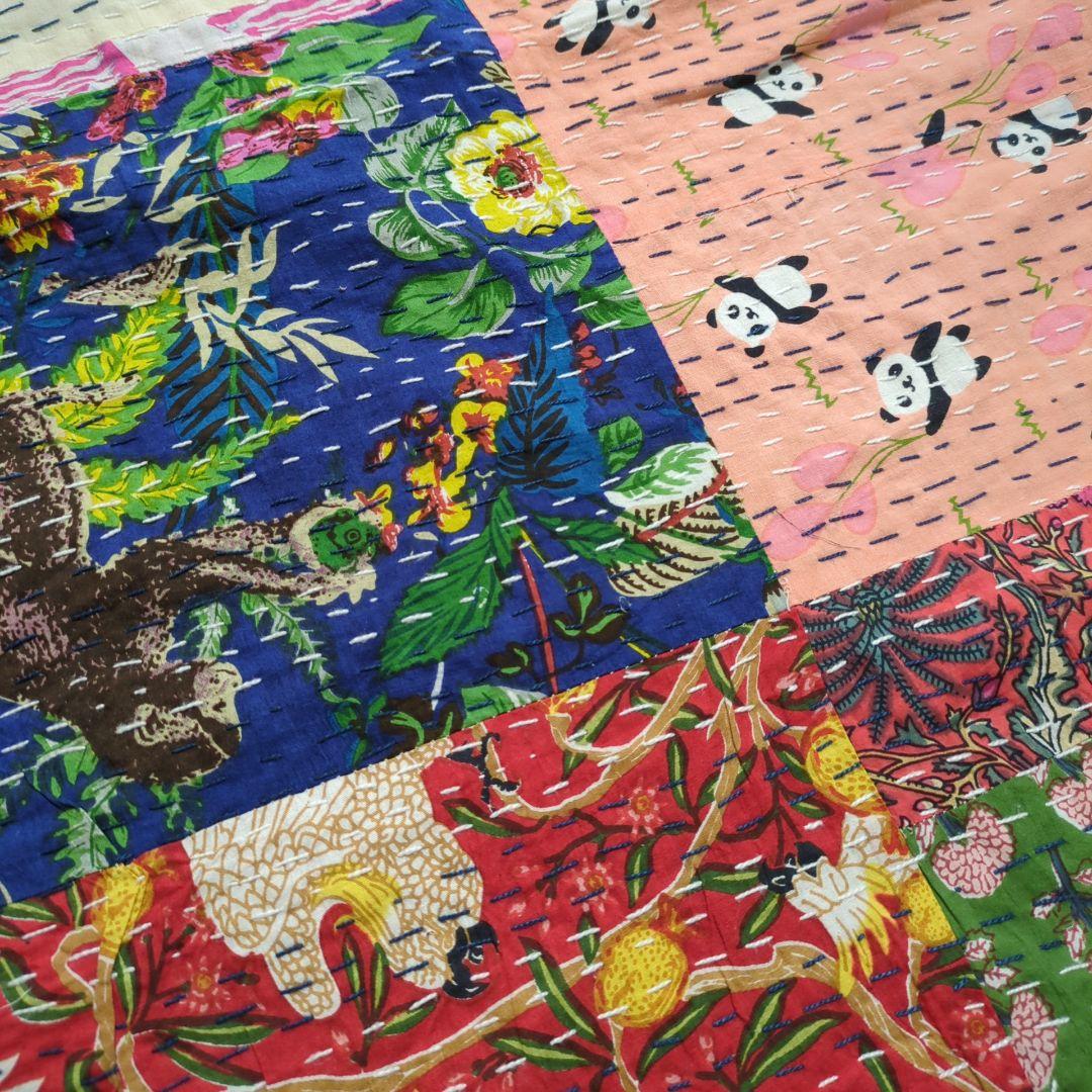 105ꕤ︎︎パッチワーク 手作りカンタキルト プリント マルチカバー 手作り