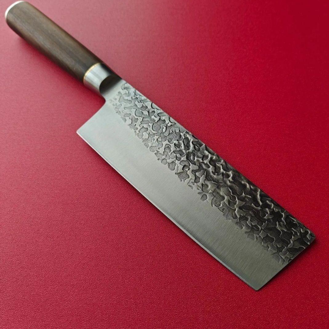 新品　ハマグリ刃本刃付け　鍛造鎚目仕上げ　菜切り包丁