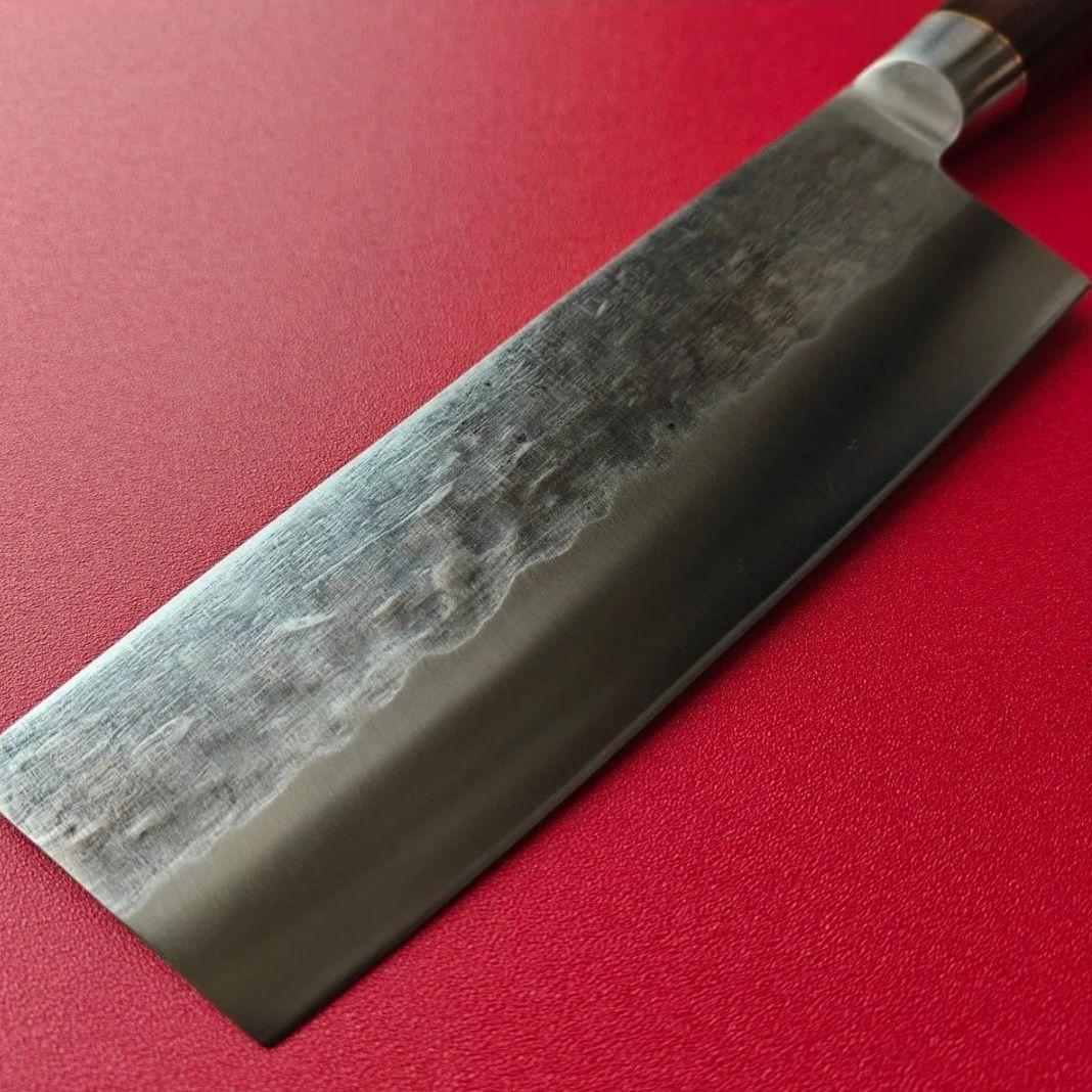 新品　ハマグリ刃本刃付け　鍛造鎚目仕上げ　菜切り包丁