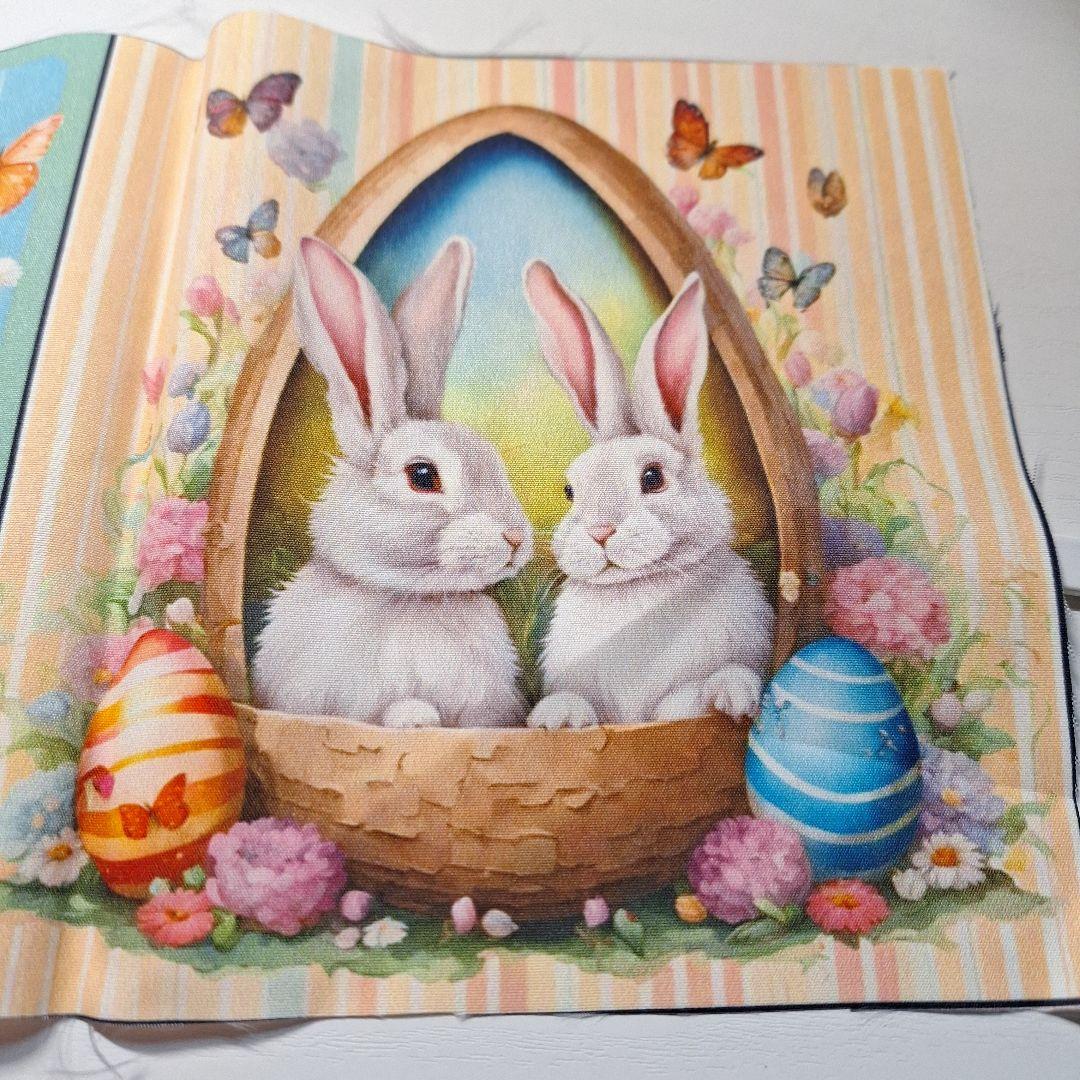 イースターエッグうさぎパネル生地　ハンドメイド