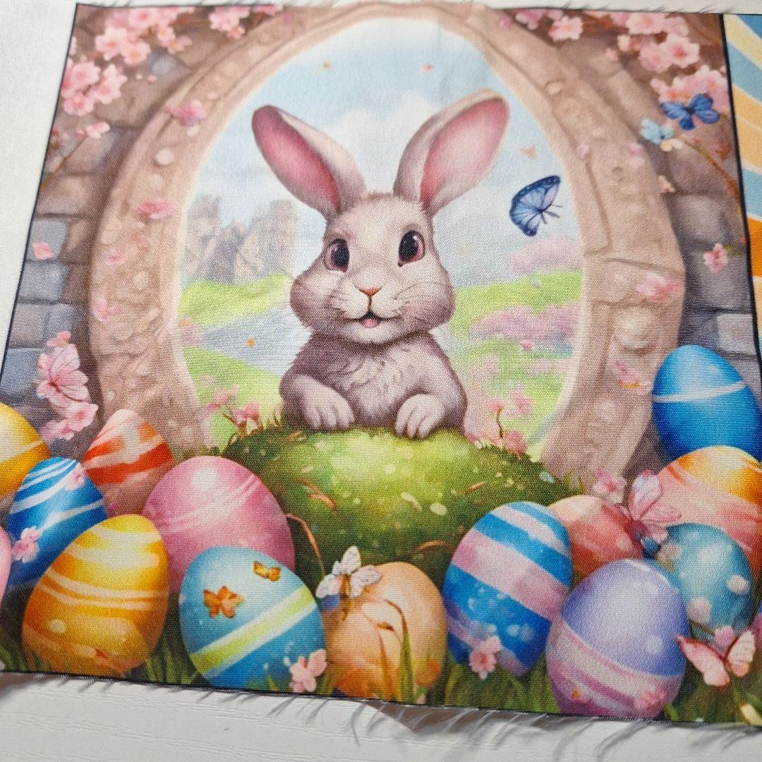 イースターエッグうさぎパネル生地　ハンドメイド