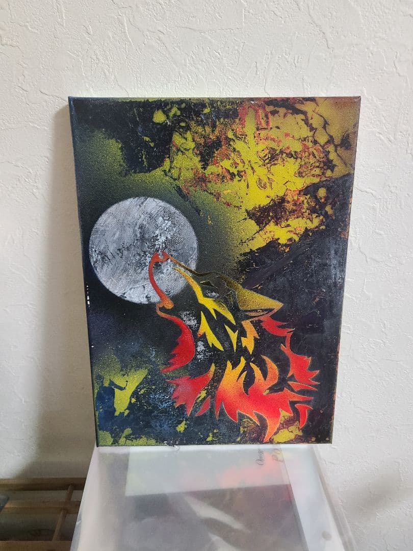 狼のスプレーペイントアート作品