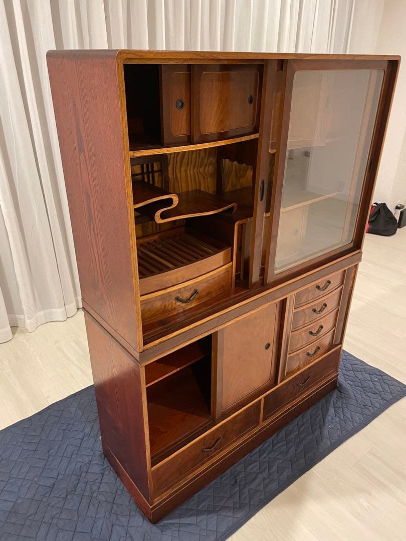 江戸指物　茶箪笥　アンティーク　40年以上前　昭和レトロ　超豪華古水屋