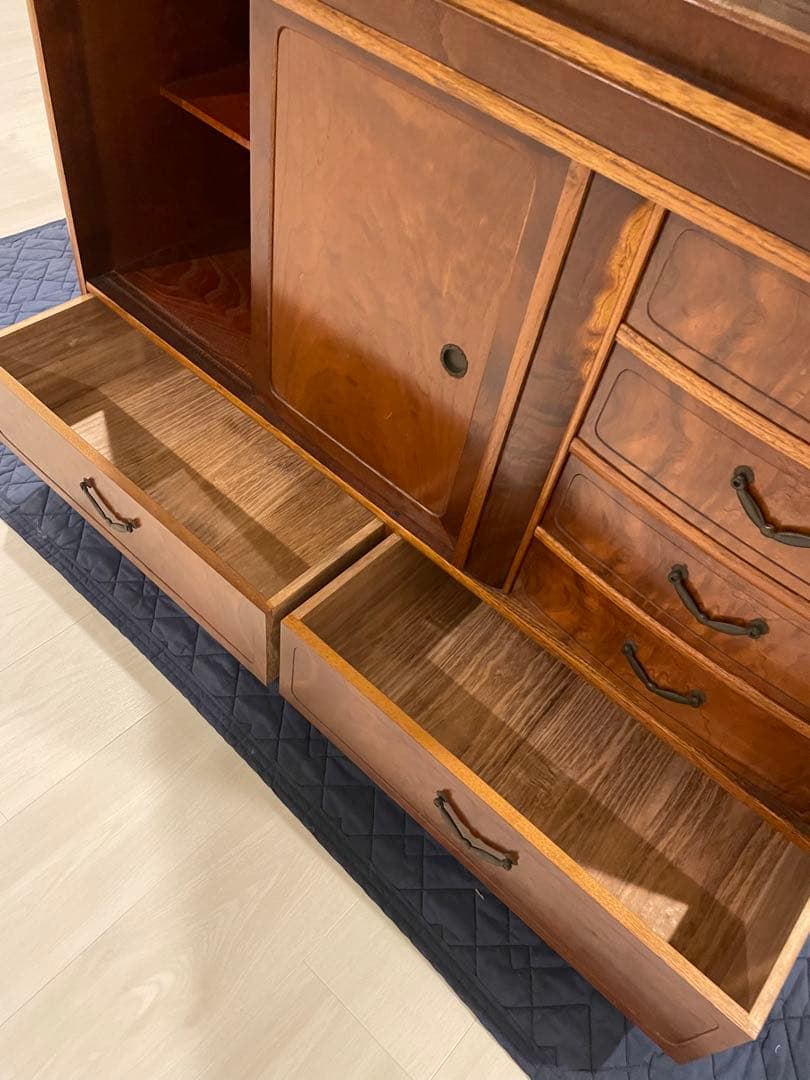 江戸指物　茶箪笥　アンティーク　40年以上前　昭和レトロ　超豪華古水屋