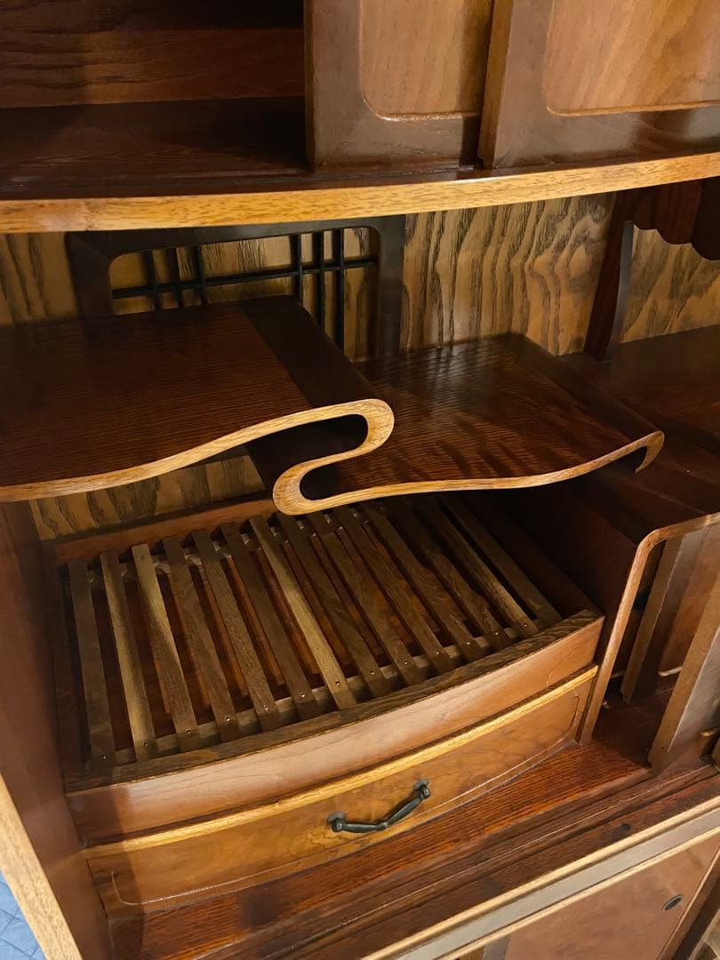 江戸指物　茶箪笥　アンティーク　40年以上前　昭和レトロ　超豪華古水屋