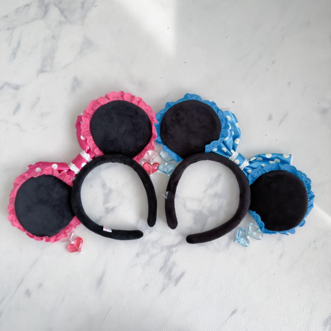 ディズニー 東京ディズニーリゾート ミニー カチューシャ ピンク ピアス 2点