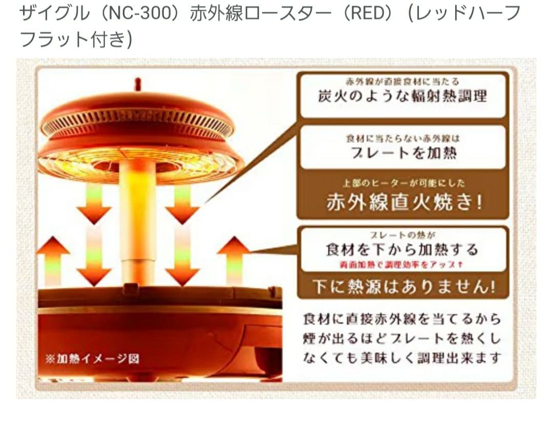 ZAIGLE NC-300 赤外線ロースター レッド