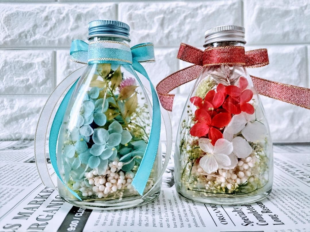 Saleレッド&ブルーバラ2点セット♪*¨…♫ ボトルフラワー