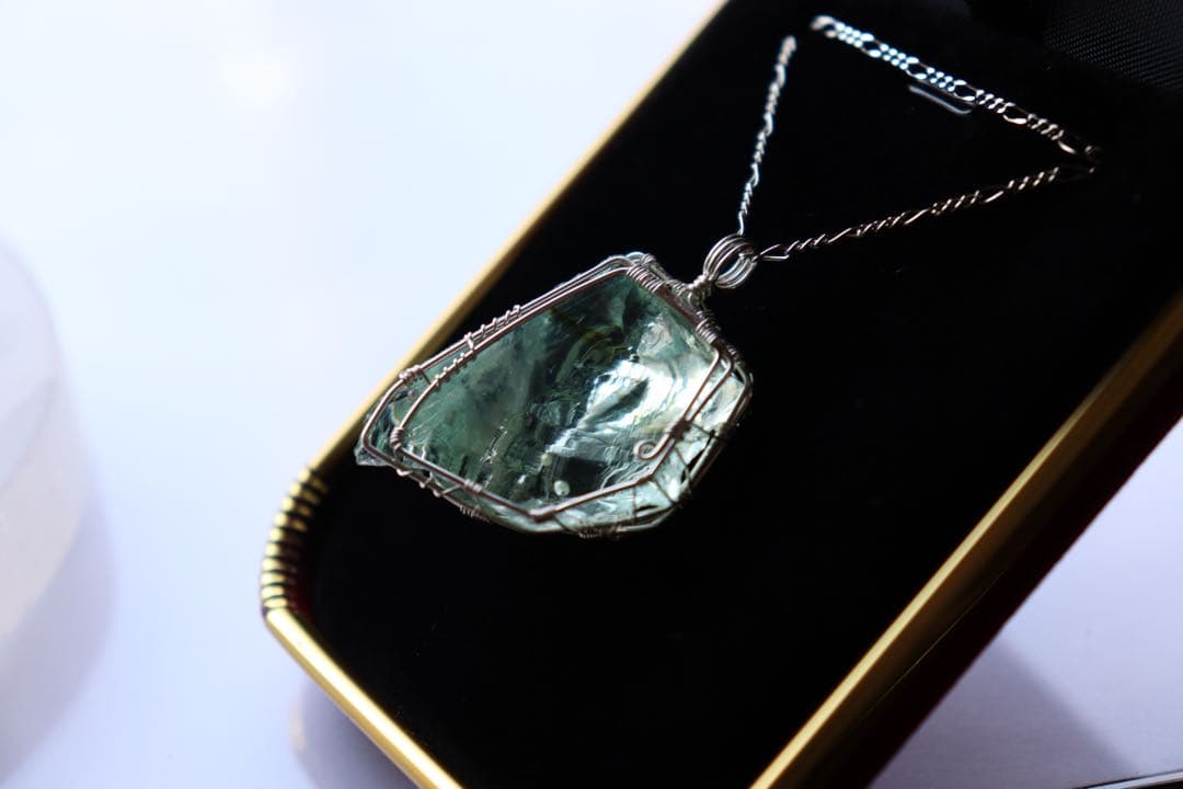 アンダラクリスタル︎︎⟡ワイヤージュエリーネックレス✧エターナルスプリングペンダント