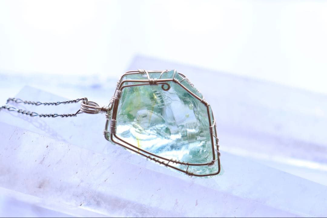 アンダラクリスタル︎︎⟡ワイヤージュエリーネックレス✧エターナルスプリングペンダント