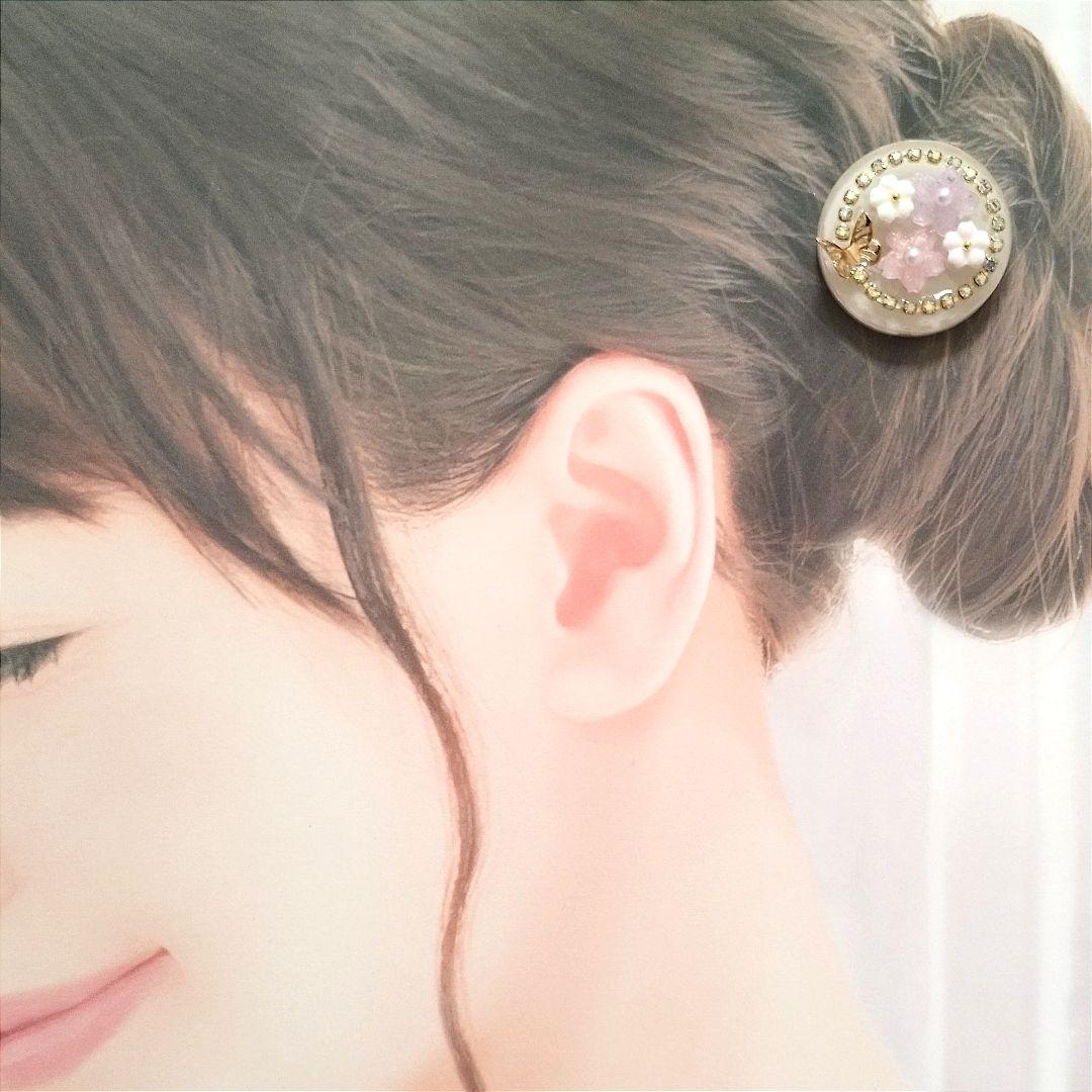 再販無し no.1763 レジン ヘアゴム ブローチ ポニーフック