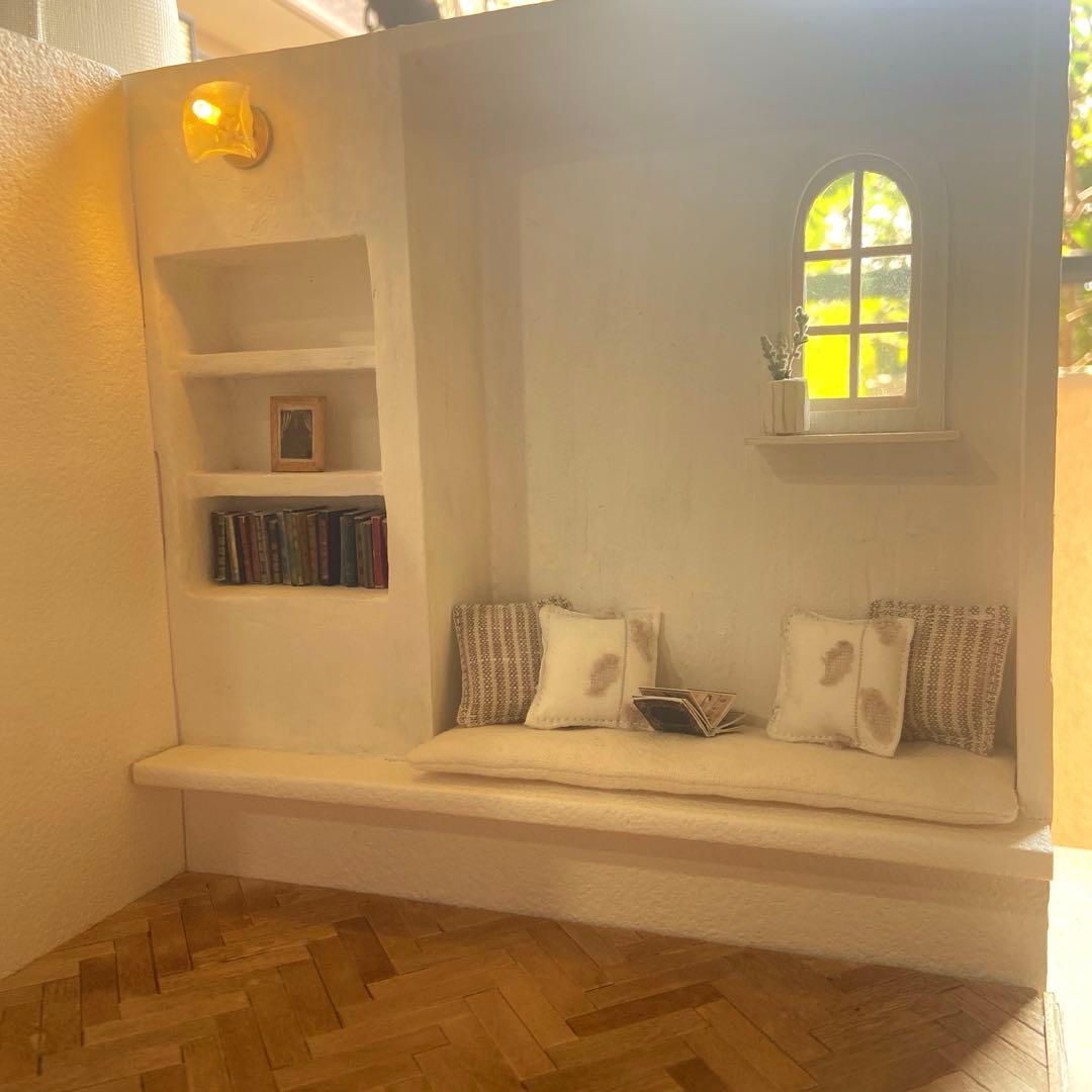 ✳︎1/12 ヘリンボーンの床と塗壁のドールハウス✳︎ 背景ボード ミニチュア