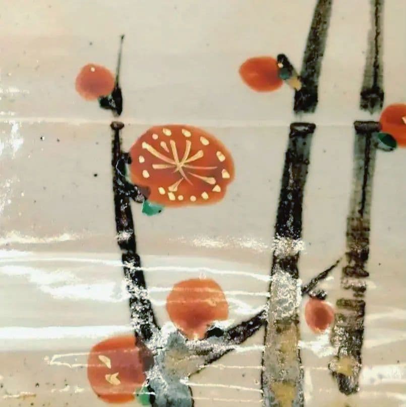 ☆ 人間国宝 加藤卓男 紅白梅四方皿