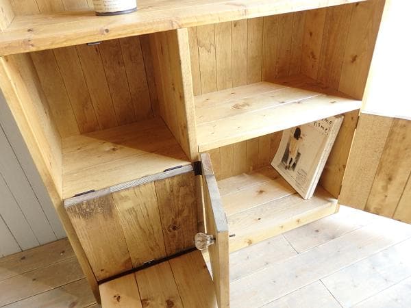 サイズデザインオーダー可！２バッタン観音扉キャビネットナチュラルブラウン受注製作