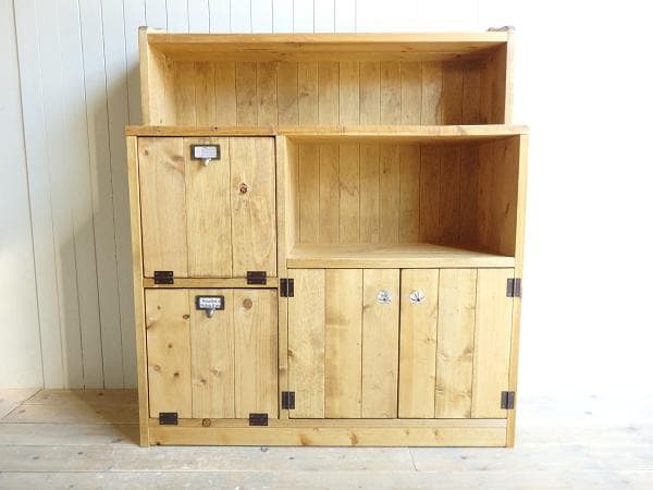 サイズデザインオーダー可！２バッタン観音扉キャビネットナチュラルブラウン受注製作