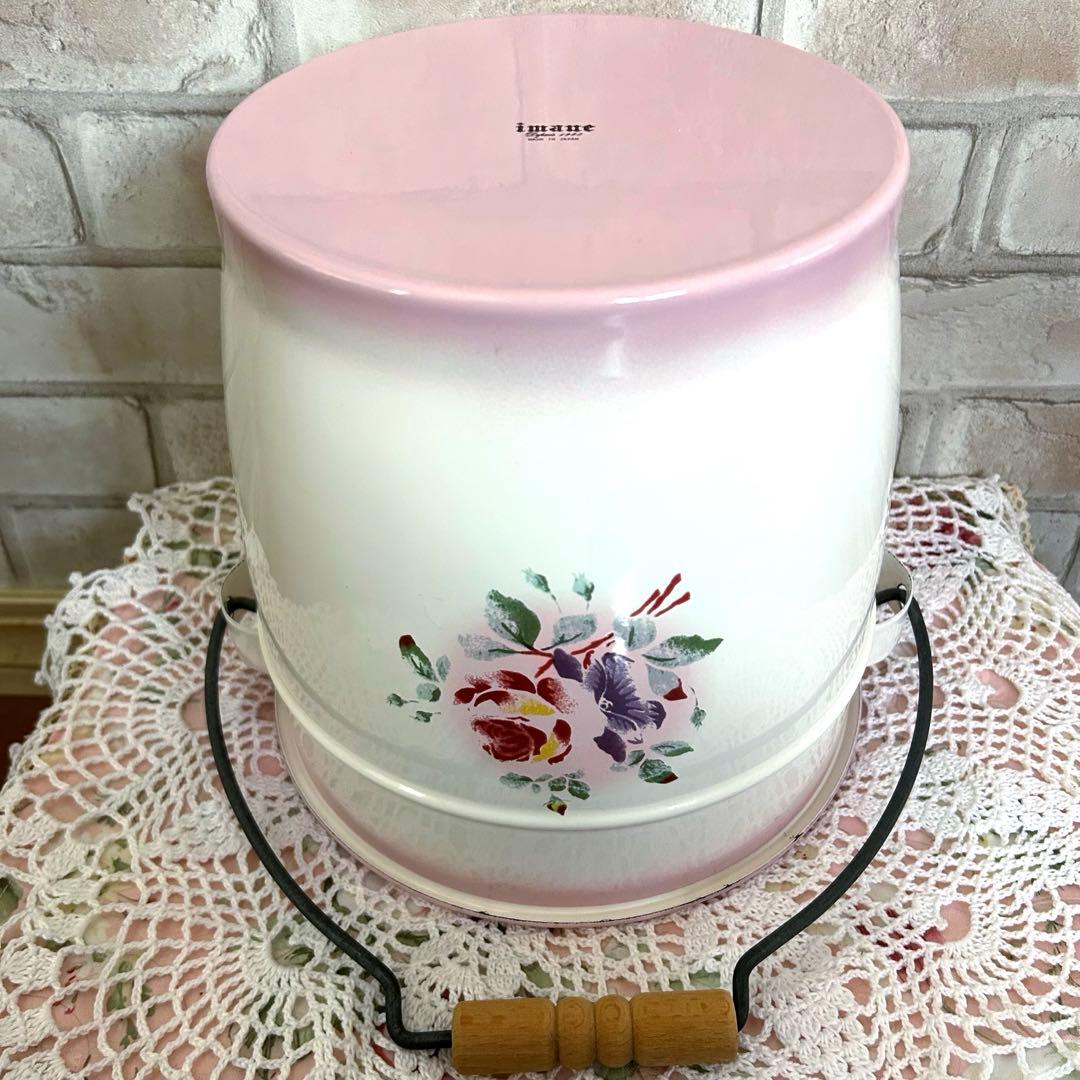 ♡ imane イマン プリンセスローズ ホーロー 蓋付きバケツ 大 レア ♡