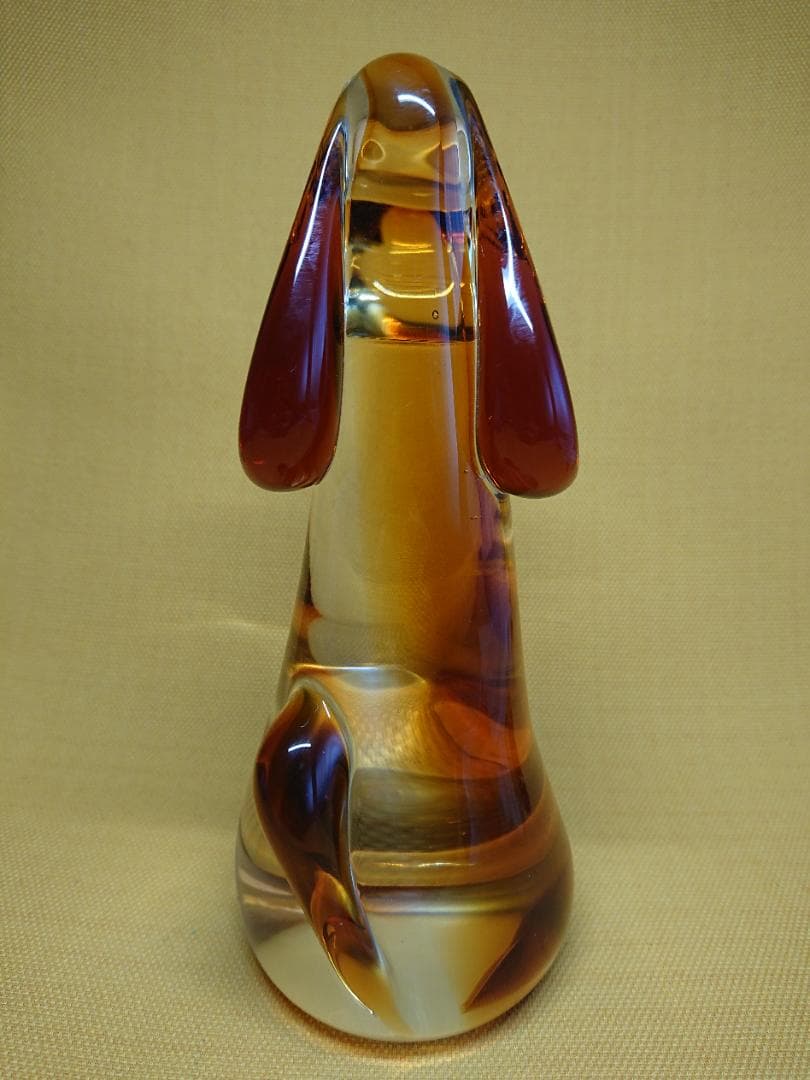 いぬ　犬　ダックスフント　ガラス　置物　インテリア　工芸品　美術品　A1549