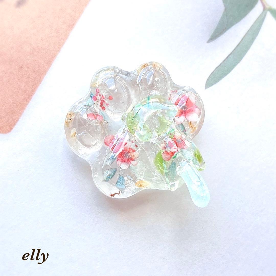 【hana様】天然石　琉球ガラス　菊　じゃれ猫　レジン　チャーム