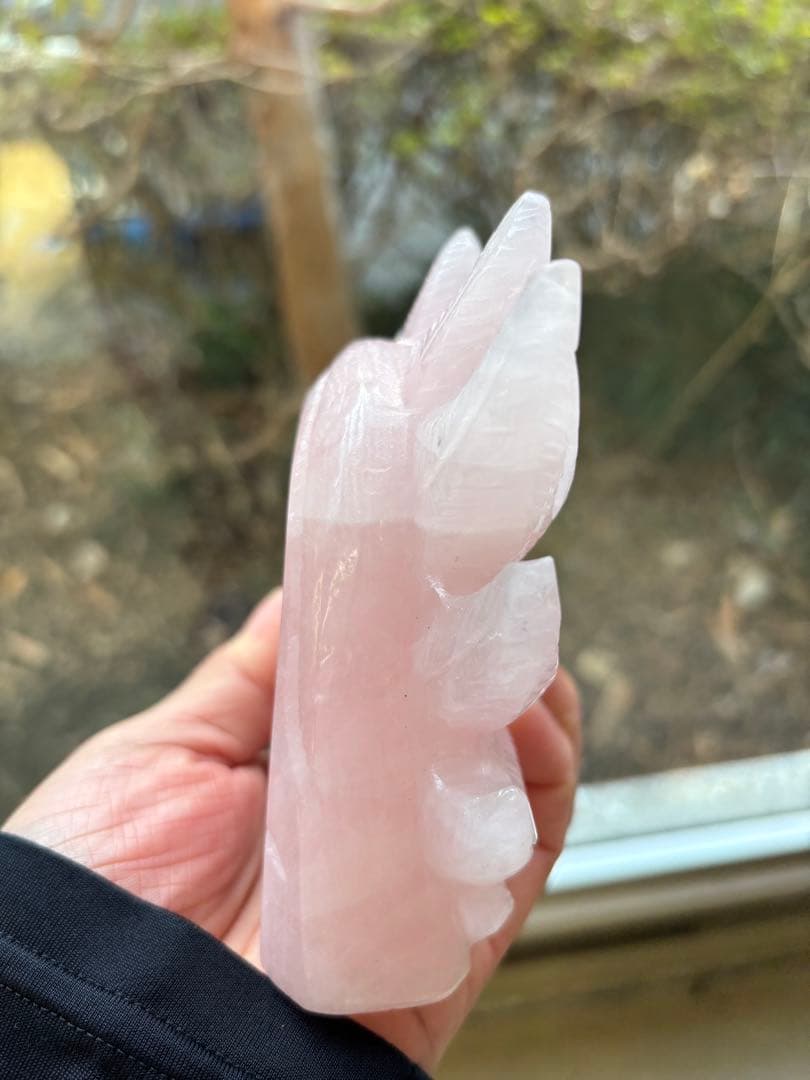 天然石 ローズクォーツ 九尾狐 九尾の狐 彫刻 置物 約1kg 風水 開運