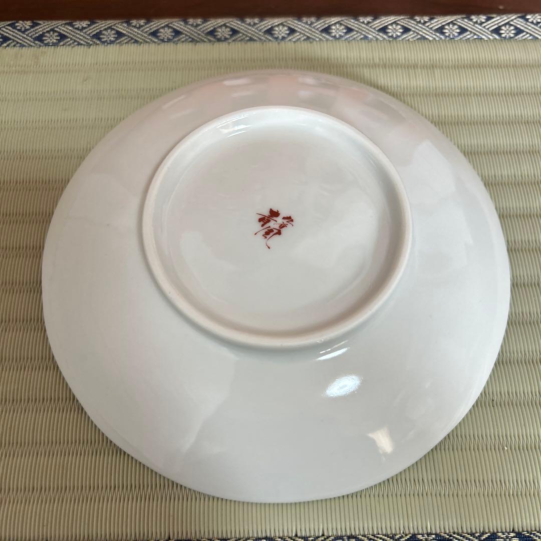 九谷焼 新品 5.8号皿揃 染付丸紋花鳥 5枚 青風窯