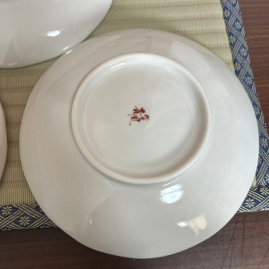 九谷焼 新品 5.8号皿揃 染付丸紋花鳥 5枚 青風窯