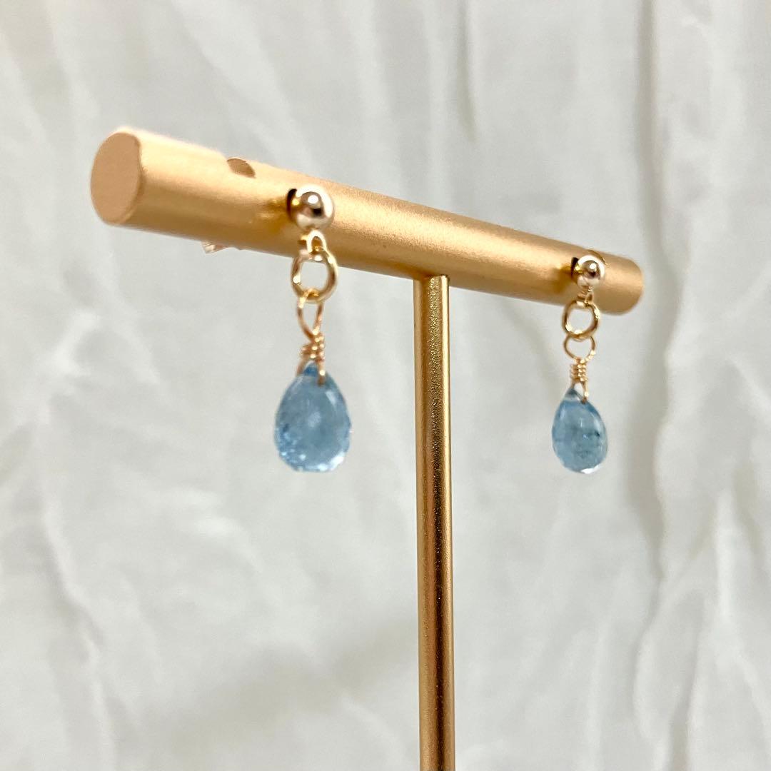 14kgf サンタマリア アクアマリン ピアス / イヤリング ネックレス