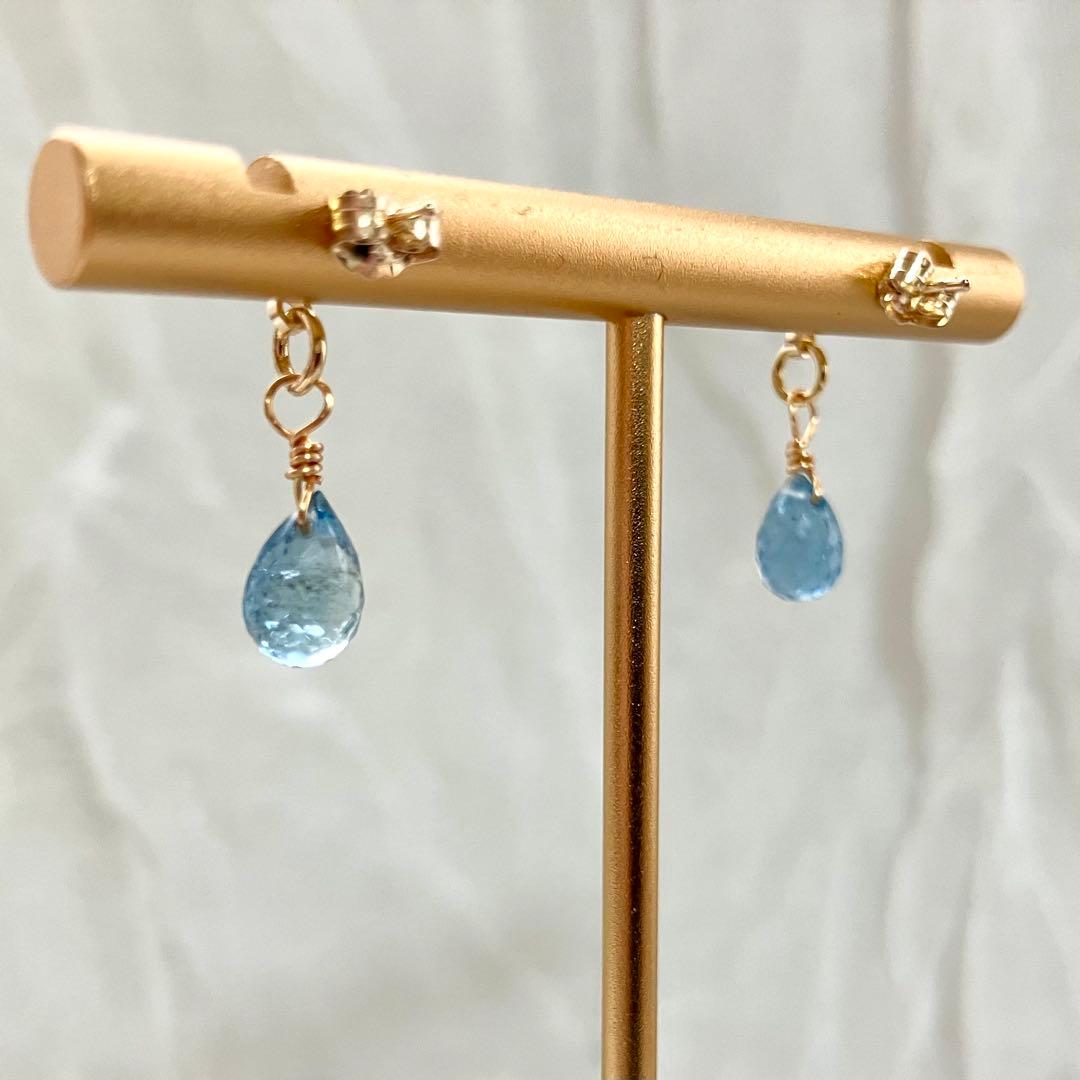 14kgf サンタマリア アクアマリン ピアス / イヤリング ネックレス