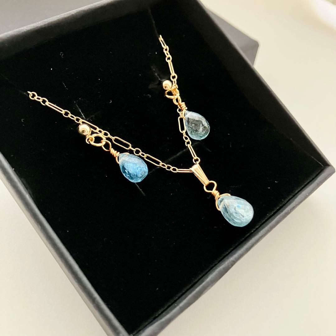 14kgf サンタマリア アクアマリン ピアス / イヤリング ネックレス